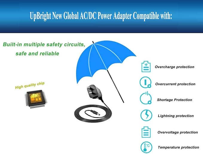 UpBright 5V AC/DC Adapter Compatible with Capillus V4.6 V 4.6 V4.9 V 4.9 Input DC 5V 1.5A Output DC5V 5A 3500mAh 3.6V Rechargeable Lithium-Ion Battery Pack Class 2 Power Supply Cord Charger Mains PSU