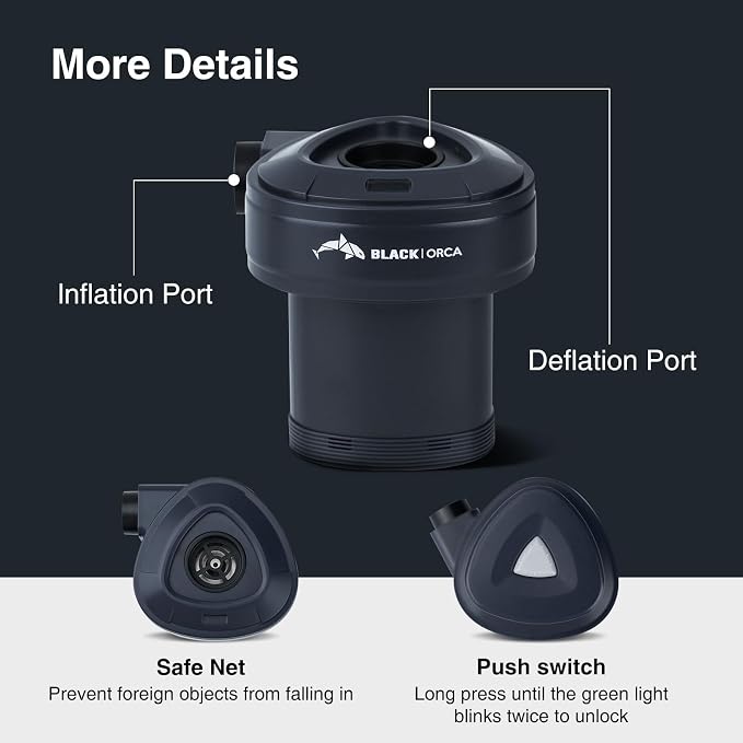 Portable Air Pump for Inflatables, 6 kPa Electric Air Pump with 4000 mAh Battery USB Rechargeable, Quick Inflate Deflate for Air Mattress, Pool Floats, Vacuum Storage Bags