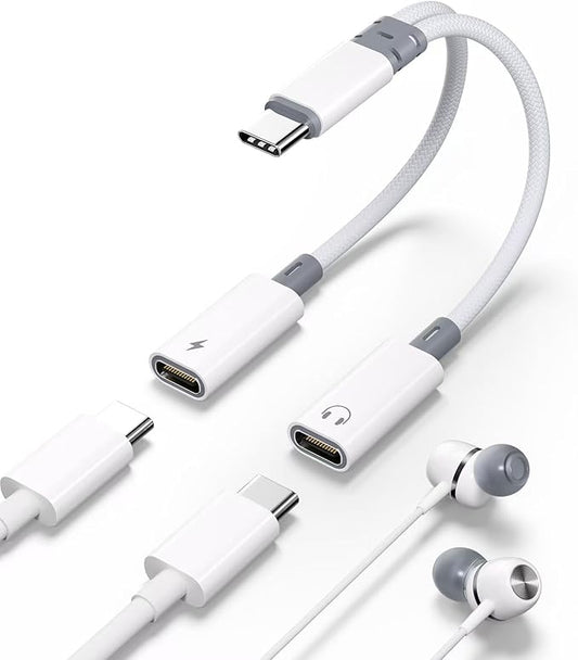 Subynanal USB C to Lightning Headphone Audio Adapter,Lighting to USBC Adaptor with Earphone &Charge,Type to iPhone Converter (Dual C to Headphones Adapter)