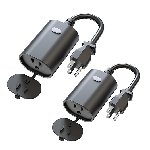 Minoston Outdoor Smart Plug, WiFi Outlet, IP65 Weatherproof, Compatible with Alexa, Google Assistant, Timer & Countdown by Smart Life APP, No Hub Required, FCC Certified, 2 Pack (MP22W)
