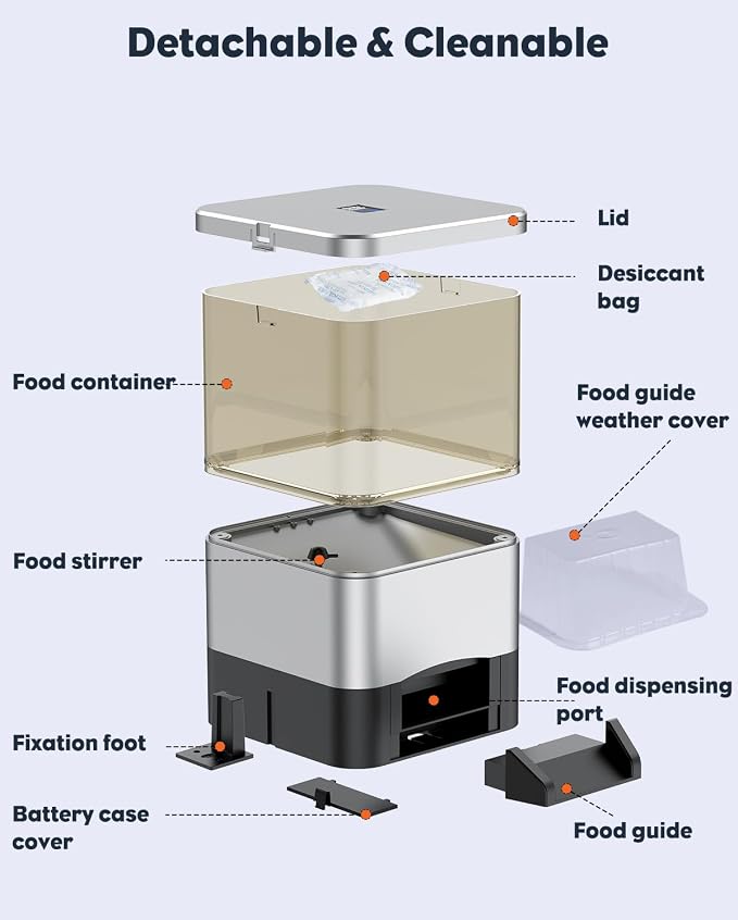 Pawfly Automatic Fish Feeder - Large Capacity Vacation Timer, Moisture-Proof Outdoor Koi Fish Feeder, Battery Powered