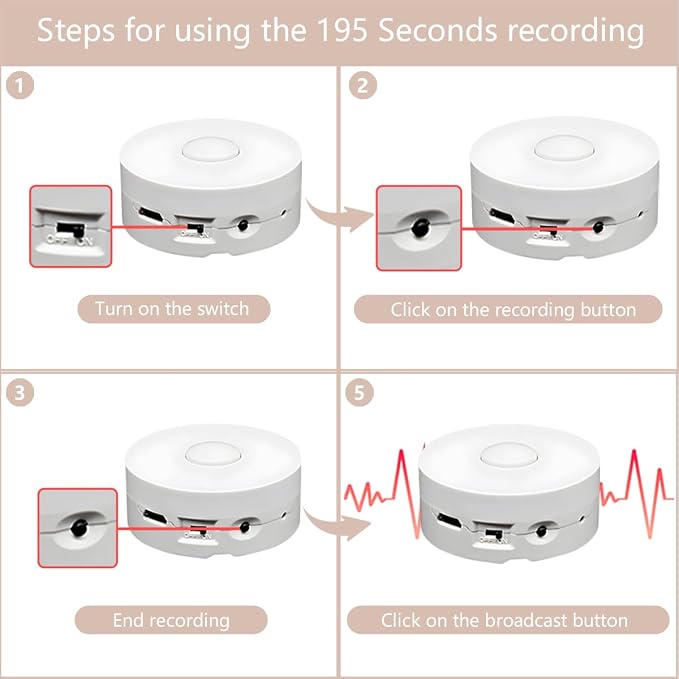 XLW 195 Seconds Message Voice Recorder, Voice Recording Button Record Custom Messages for Crafts, Stuffed Bear, Baby Doll,Pillow and Xmas Halloween New Year Birthday Presents White-2P