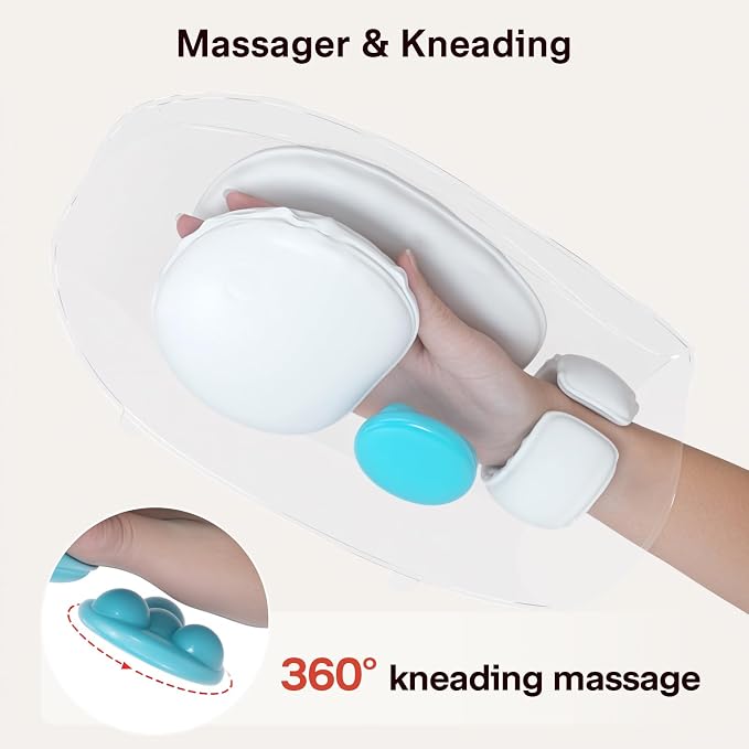 ALLJOY Hand Massager, Cordless Electric Hand Massager with Heat and Kneading Rollers Massage for Tired Fingers, Gifts for Women Men(White)