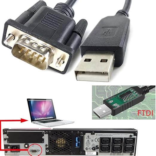 940-0024 Console Cable for APC UPS SUA-1000ICH SUA1000R2ICH SURT10000UXICH SUA-1500ICH SUA2200R2ICH, USB-DB9 Cable for 940-0024C/940-0024E/APC9619 Replacement, Built in FTDI Chip. 6 FT