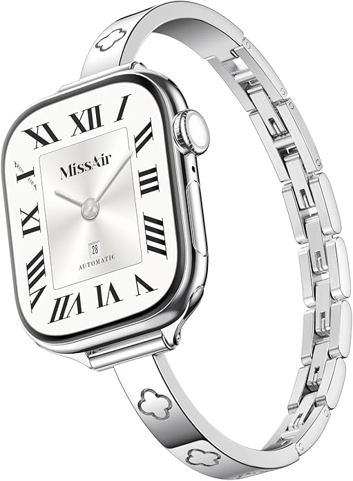 Missair Slim Bands Compatible with Apple Watch 38mm 40mm 41mm 42mm 44mm 45mm 46mm 49mm for Women, Thin Bracelet Dressy Designer Stainless Steel Metal Strap for iWatch Series 11 10 9 8 7 6 5 4 SE Ultra