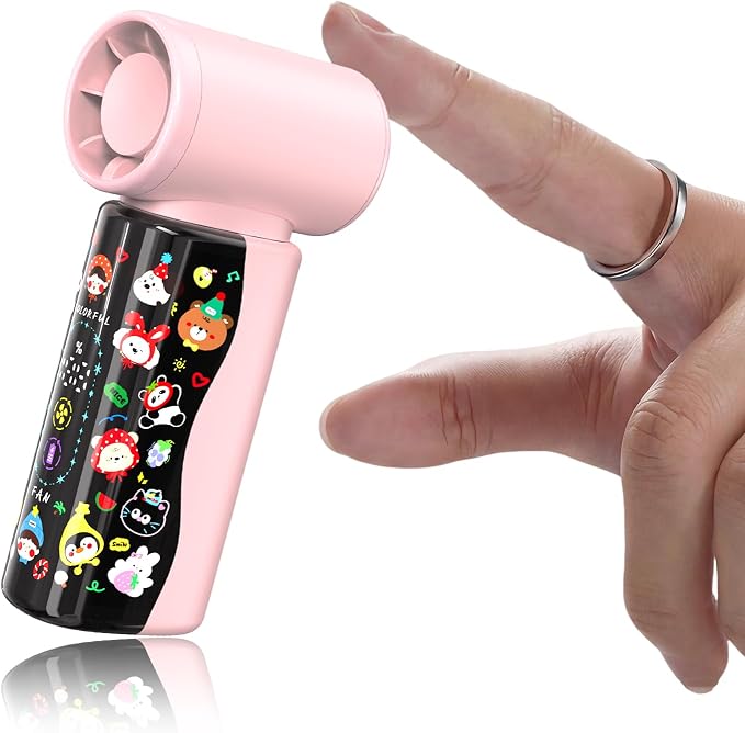 R-fun Colorful Handheld Mini Fan M126, 18000 RPM High-Speed Turbo Personal Fan, Rechargeabl Portable Fan, Flexible Curved Color Screen, Travel Essentials, Summer Gifts for Women and Men, Pink