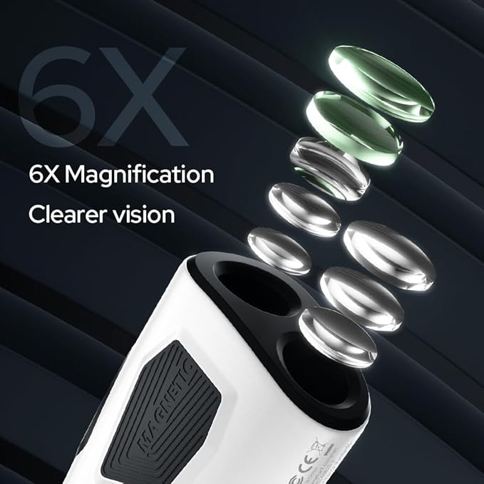 Golf Rangefinder with Slope and Pin Flagpole Lock Vibration, 1200 Yards Range Finder, External Slope Switch, Golf Tournament Legal, Rechargeable Battery, Magnetic Stripe, 6X Magnification