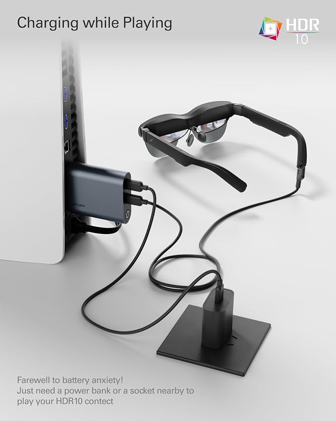 RayNeo HDMI 2.0 Adapter (Support HDR10) for iPhone 14 & Earlier with Lightning/HDMI Devices, Built-in Battery & Charge and Play, Supports 1080P@120Hz - for Air 4 Pro AR Glasses