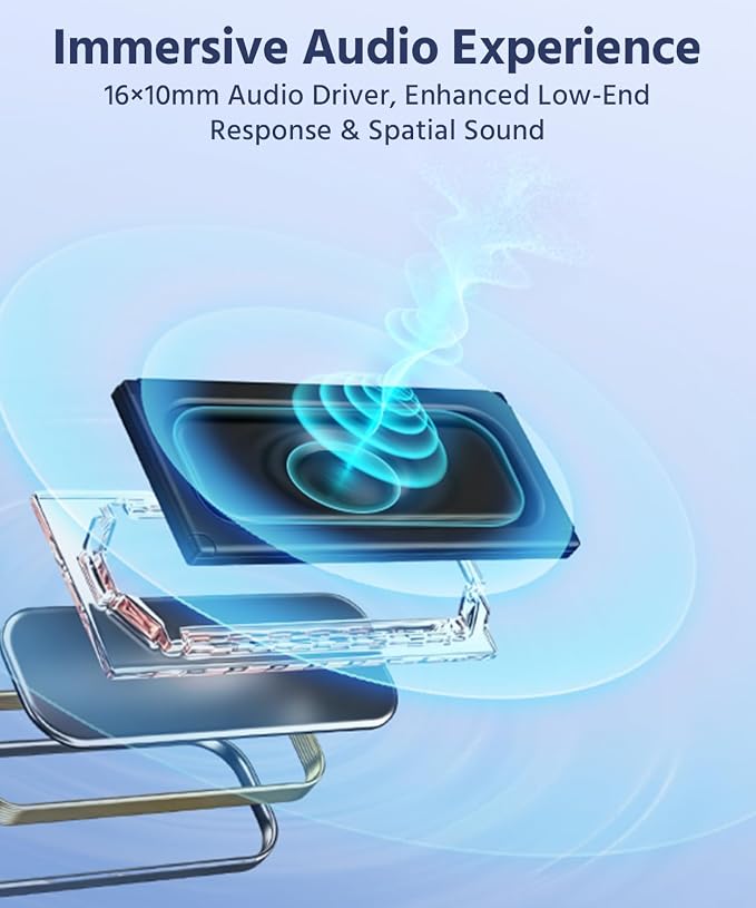 Open Ear Earbuds, Soft Earhook, 56H Playtime, Bluetooth 6.0, Bass | True wireless over ear headphones, Ergonomic fit, Powerful sound, AI clear call mic, IP55 waterproof for work, sport, Black