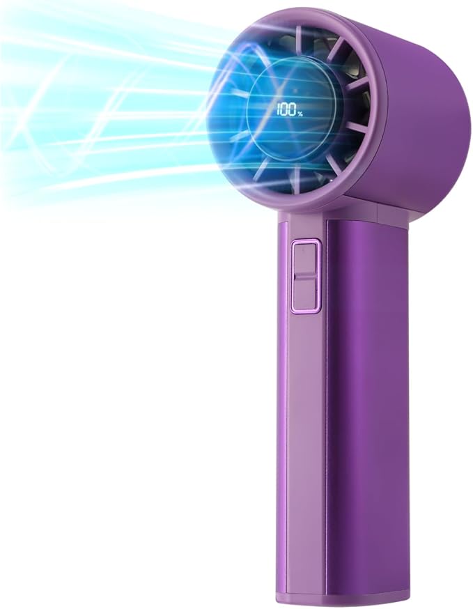 Handheld Turbo Fan with 1-100 Speed - 15H Max Cooling Mini Portable Fan, Metal Personal Air Cooler for Commute and Travel, Gifts for Men and Women, Purple