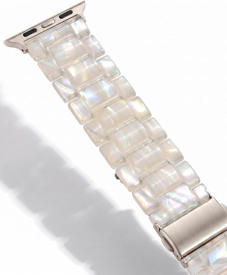 V-MORO Resin Bands Compatible with Apple Watch Series 8/9/10/11 Band 45mm/46mm Metal Buckle Fashion Jewelry iwatch Strap Women Bracelet for Series 7/SE/6/5/4/3/2/1/SE/SE 2(Aurora,42mm/44mm/45m/46/49mm