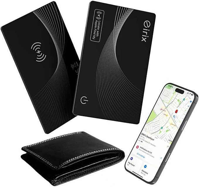 2026 [Apple MFi Certified] Wallet Tracker Card-(1.6mm), Rechargeable Card Finder, Works with Apple Find My (iOS Only), IP68 Waterproof Item Locator for Luggage Tags, Passports, Phone (Black, 1 Pack)