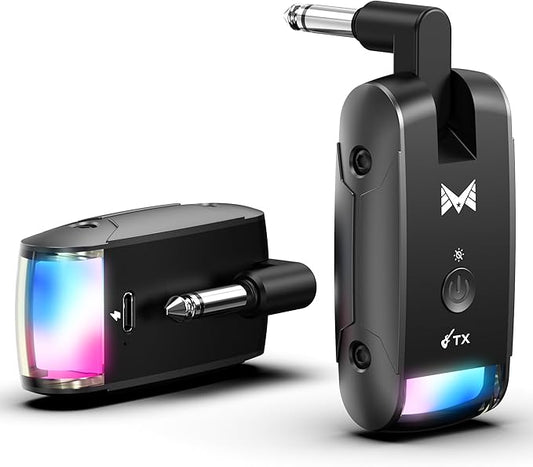 2026 Upgraded Version RGB Lighting Wireless Guitar System, 230-foot Transmission Distance Wireless Guitar Transmitter and Receiver, Guitar Wireless System for Guitars, Basses, Instruments (Black)