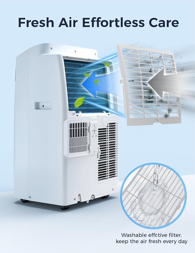 Portable Air Conditioner 12000 BTU, Cools Rooms up to 550 Sq. Ft, Portable AC, Dehumidifier & Fan Mode, Sleep Mode, 24-Hour Timer, Remote Control, Window Installation Kit 1 piece