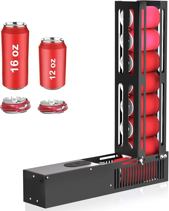 YOTAN Electric Can Crusher, 8oz 12oz 16oz Automatic Aluminum Can Crusher, Can Fill 8 Cans at a Time, Automatic Can Eject, Heavy Duty Can Crushers for Recycling Aluminum Seltzer, Cola, Beer Cans