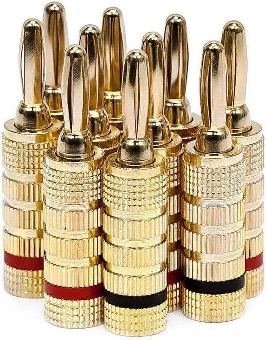 Monoprice Gold Plated Speaker Banana Plugs – 5 Pairs – Closed Screw Type, For Speaker Wire, Home Theater, Wall Plates And More