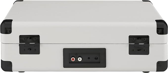 Crosley CR8005DP-WF Cruiser Plus Vintage 3-Speed Bluetooth in/Out Suitcase Vinyl Record Player Turntable, White Farmhouse