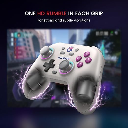 GameSir Nova Wireless Controller, Hall Effect Sticks, Dual RGB Circles, 1200mAh Battery, for Switch, PC, iOS, Android (Retro White)