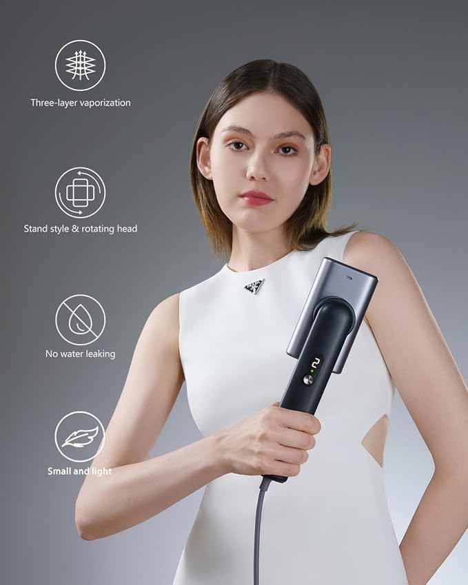 G9 Pro Smart Handheld Steamer for Clothes, Palm-Sized & Lightweight (1lb), Dual Steam Modes, Easy Wrinkle Remover, Auto Shut-Off, Travel & Home Double Use (Metal)