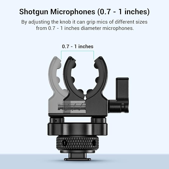 SmallRig Shotgun Microphone Holder (Cold Shoe), Built-in Soft Silicone, Bumps and Noises Absorption BSM2352