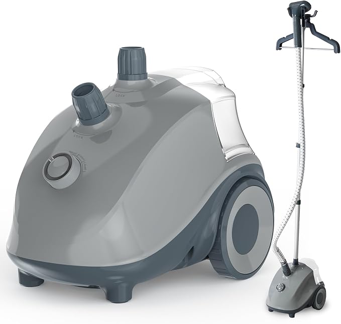 DUMOS Garment Steamer for Clothes Standing, 1500W Efficient Clothes Steamer Standing, 1.7L Water Tank for 55 Min Continuous Steaming with Wheels, Professional Fast Heating Wrinkle Remover