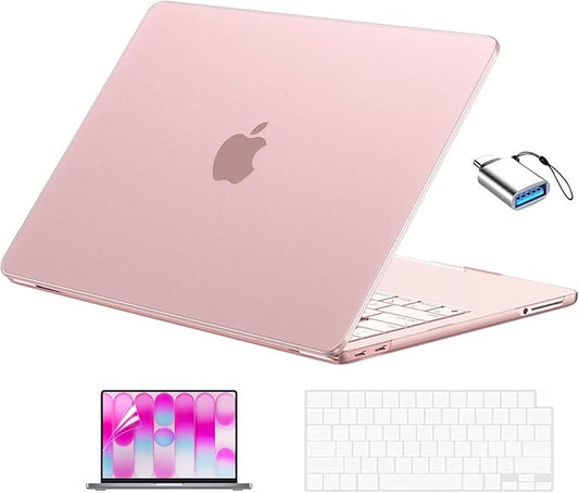 EooCoo for MacBook Neo Case 13 inch 2026 Model A3404 with A18 Pro Chip, Scratch Resistant Protective Hard Shell Case & Keyboard Cover & Screen Film & Type C, Original Matte Blush