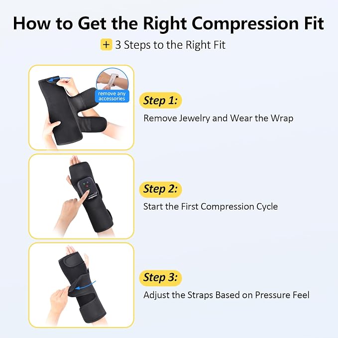 Comfytemp Air Compression Hand and Wrist Massager for Circulation and Pain Relief, Birthday Gifts for Men Women, Forearm Compression Sleeve for Carpal Tunnel, Arthritis, FSA Eligible HSA (Length 13")