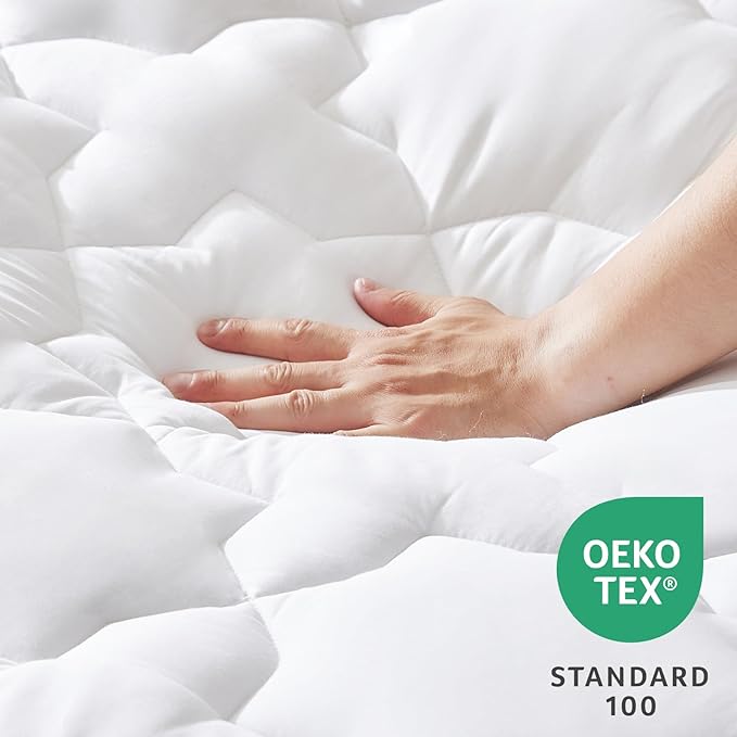 CozyLux Twin Mattress Pad - Cotton Twin Mattress Topper - Fits up to 8-21" Thick Mattresses, 450GSM Quilted Fitted Breathable Soft Mattress Cover, Cooling Mattress Protector (39"x75", White)
