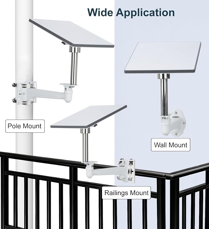 Compatible Starlink Mini Wall and Pole Clamp Mount Kit, Starlink Mini Compatible Accessory Bracket Holder Stand, Aluminum Alloy Bracket with 304 Stainless Steel Pipe for Outdoor