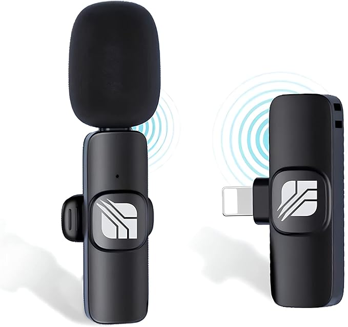SPEC Portable External Wireless Bluetooth Lavalier Clip On Lapel Microphone for Live Streaming, Video Recording, TIK Tok Live, Facebook Live, YouTube Live Streaming for iPhone (Black)