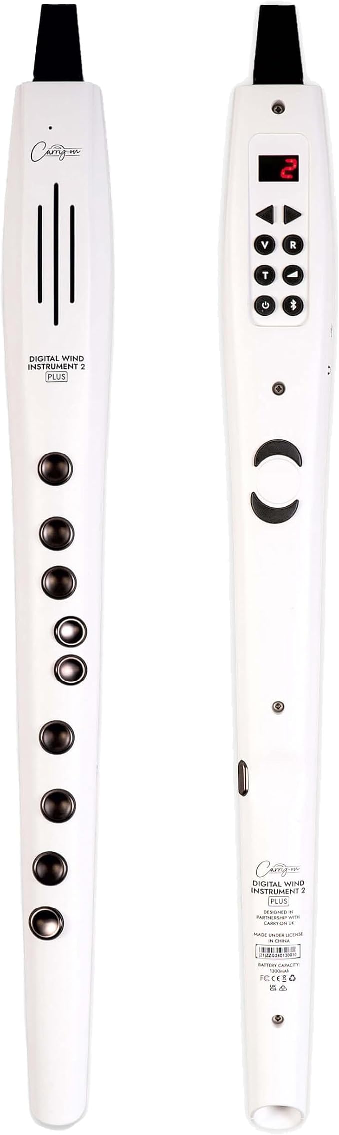 Carry-on Digital Wind Instrument 2 Plus - Lightweight & Rechargeable with 20 Instrument Voices - Built-In Speaker and MIDI Bluetooth Connectivity for Performances and Practice Anywhere - White