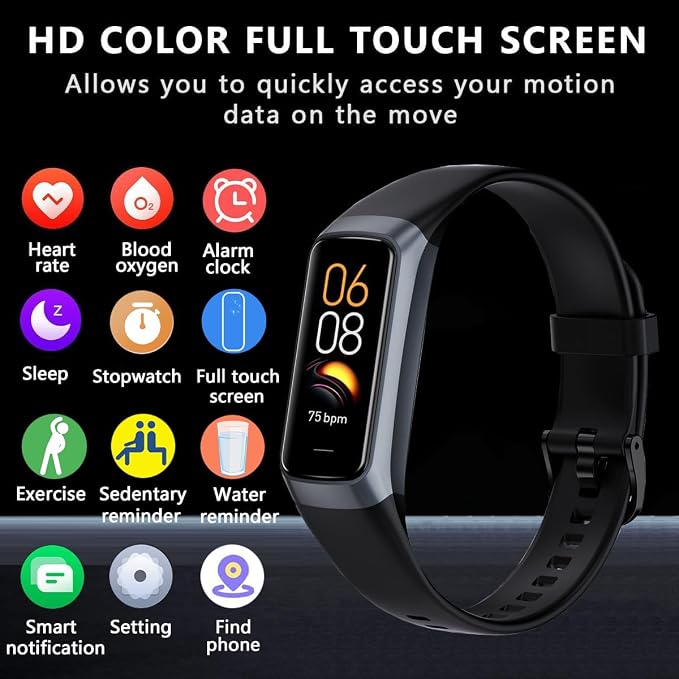 Fitness Tracker with Heart Rate/Blood Oxygen/Sleep Monitor, 20+ Sports Modes Smart Watches for Women/Men, Activity & Step Tracker Smart Watch for Android/iOS Phones