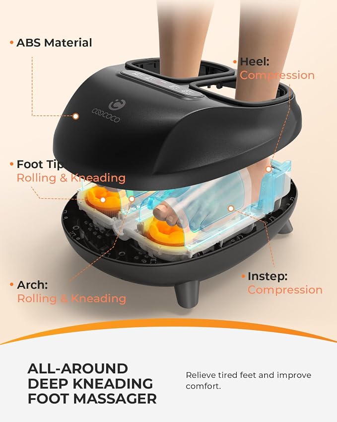 CooCoCo 2026 Upgraded Luxury Foot Massager, Fsa Eligible Items, Heated Foot Massage Machine for Neuropathy & Plantar Fasciitis, Advanced Kneading Compression Shiatsu, Hsa Approved Feet Massager
