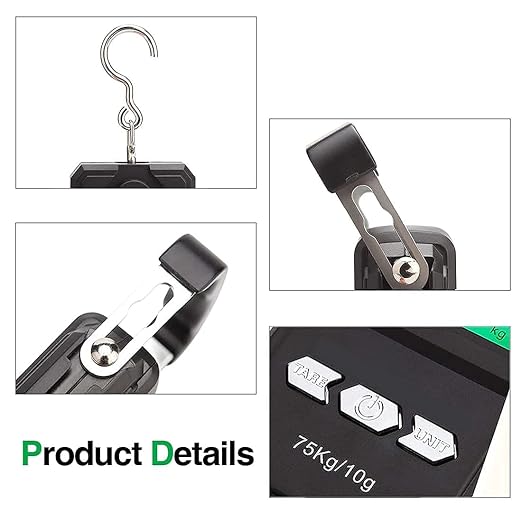 Bonano Fishing Scale with Built-in Lithium Battery and Tape Measure, Micro-USB Interface, Backlit LCD Display 165lb/75kg Hanging Scale Digital Weight. Men's Fishing Gift and Luggage Scale for Travel.