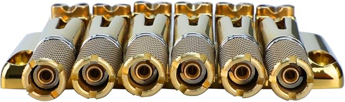 10.5mm Headless Electric Guitar Bridge Gold Headless Bass Guitar Bridge Brass Saddles Zinc Alloy Plate Electric Guitar Bridge 6 String Headless Guitar Bridge Fixed