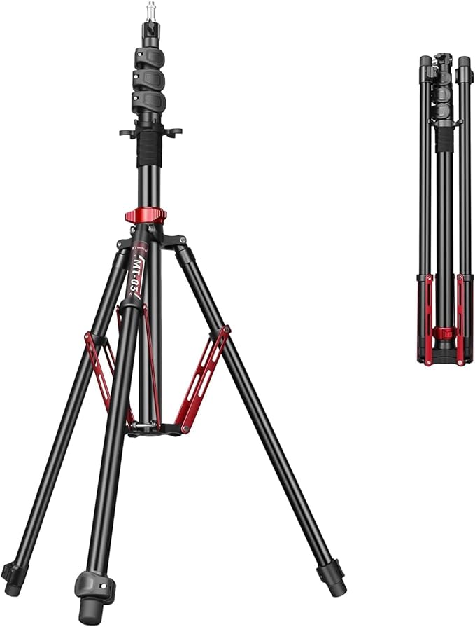 FreeSea Light Stand Photography - 1.4in(36mm) Oversized Tubes Heavy Duty Stand, Aluminum Alloy Construction, 106in Tall Tripod with Flip-Lock & Gas Spring, Holds Softboxes/Ring Lights up to 5KG