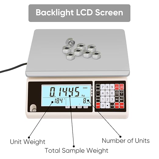 Industrial Counting Scale 30kg/0.5g with RS232 Port, Digital Inventory Counting Scale for Parts Coins Piece Counting Scale for Computer/Printer, Precision Electronic Gram Scale(g/kg/lb)