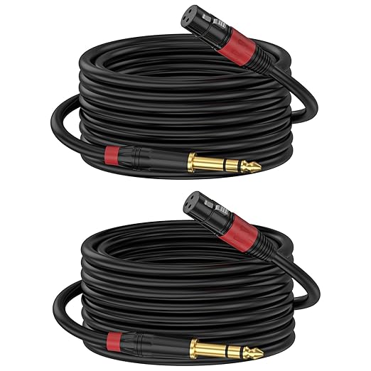 1/4" TRS to XLR 3M Pro Balanced Interconnect Cable,XLR Female to 1/4 Inch (6.35mm) Stereo Balanced Microphone Stereo Audio Converter AdapterCable 2Pack- 10Feet