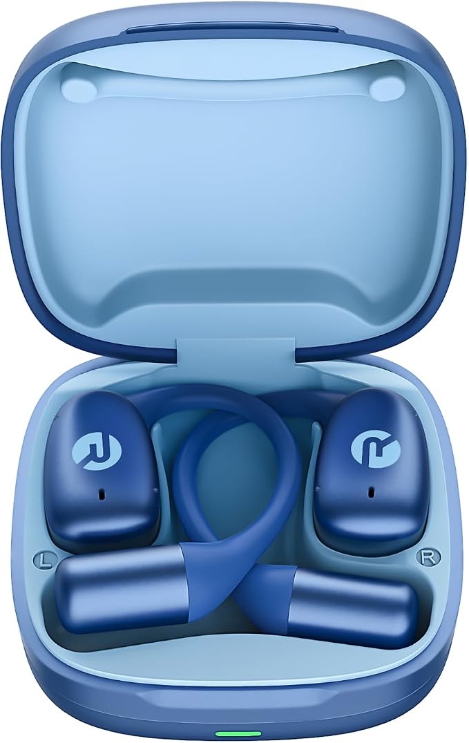 Raycon Essential Open Ear Earbuds – Open Ear Headphones, Earbuds Wireless Bluetooth, Sweat & Water-Resistant Earphones, Running Headphones with Ultra-Lightweight Design, 36 Hours Battery Life (Blue)