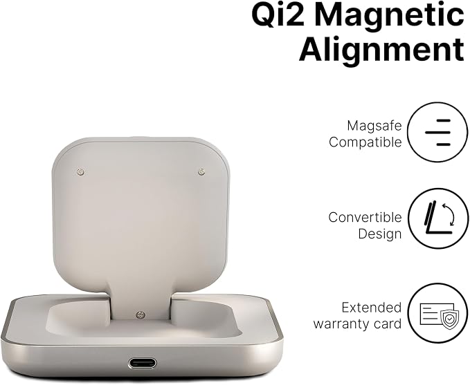 Zens Magnetic Nightstand Charger | MagSafe Qi2 15W | Landscape Only (No Vertical) | Standby Mode | Compatible with iPhone 17/16/15/14/13/12 | 20W Adapter Included | White