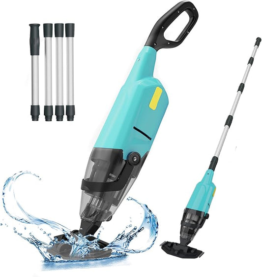 EFURDEN Pool Vacuum for Above Ground Pool, Cordless Handheld Rechargeable Pool Cleaner with Running Time Up to 60 Minutes for Sand and Debris, Ideal for In-Ground Pools, Spas, and Hot Tubs (Green)