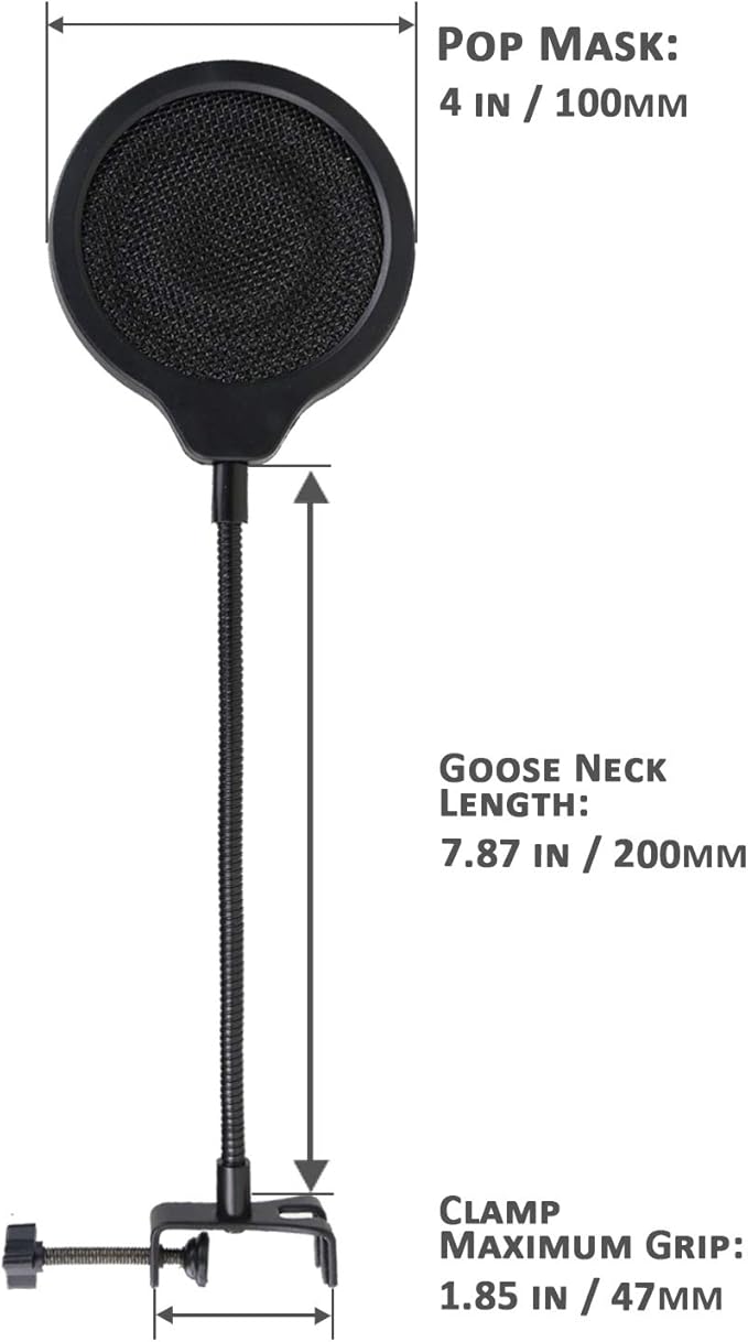 SoloCast Microphone Pop Filter Mask Shield For HyperX SoloCast Mic, 4 Inch 3 Layers Windscreen with Flexible 360°Gooseneck Clip by SUNMON