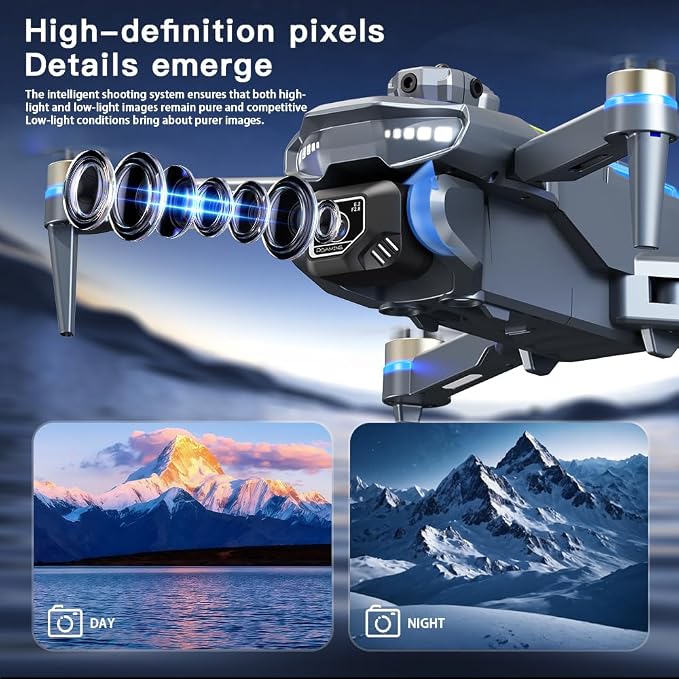 Drone with HD Camera for Adults, Foldable RC Drone with 4.3 Inch Screen on Controller, Brushless Motor, 5-Way Infrared Obstacle Avoidance, Electric Adjustable HD Camera, Optical Flow Positioning, Headless Mode, 360° Flip, Under 250g Lightweight Portabl...