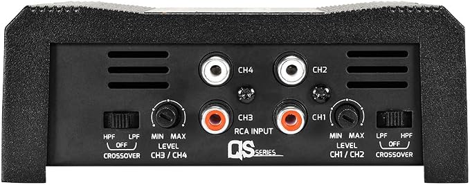 PRV Audio QS400.4 2 Ohm Mini Compact 4 Channel Car Audio Amplifier 4 x 100 Watts RMS at 2 Ohm - 400 Watt Amp Stereo 12 Volts Amp Class D Full Range Bridgeable