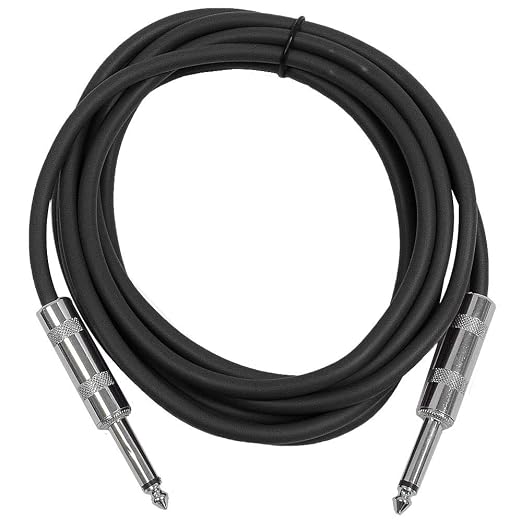 Seismic Audio Speakers Guitar Cables, TS ¼” Guitar Cables, Black, Pack of 6, 10 Feet