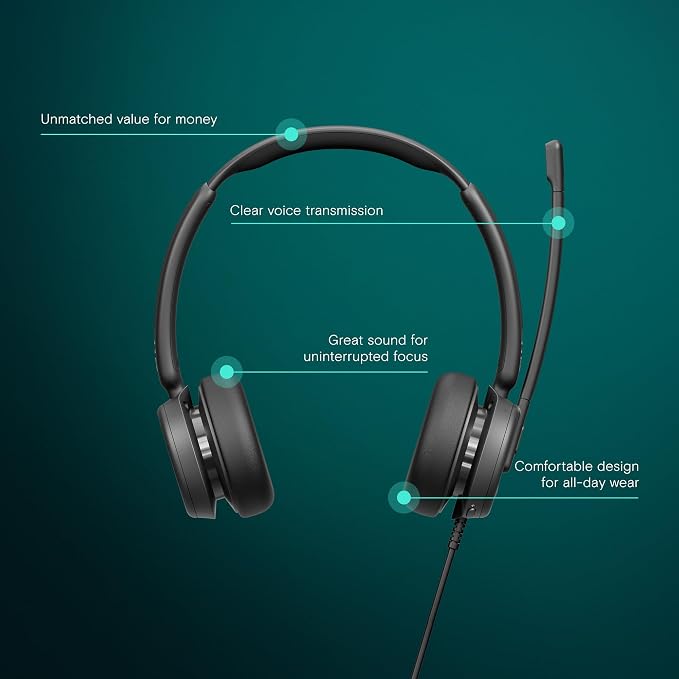 EPOS Impact 460T Binaural On-Ear USB C and USB A Wired Headset with Dual Noise-Canceling Mics, Microsoft Teams Certified, Plug-and-Play, Ideal for Office, Remote Work, Zoom & Business Calls