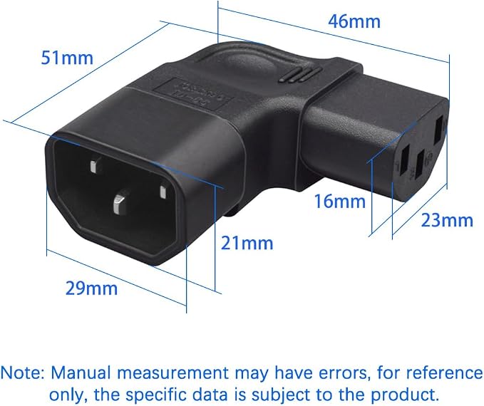 (10Packs) IEC320 C14 to C13 Right Angle Power Adapter,C14 to C13 90 Degree Left Turn Power Extension Adapter,PDU Plug/Socket 90 Degree Wall-Mounted LCD TV