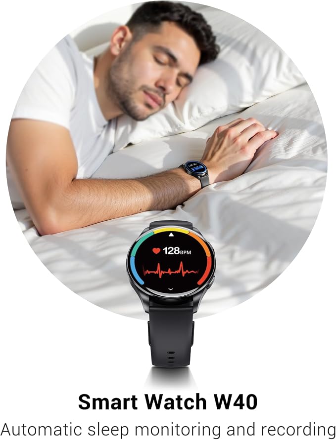 IOWODO Smart Watch for Women Men, 1.43" AMOLED Ultra-Clear Screen Fitness Tracker with HeartRate/Sleep Monitor, 21Languages, Answer/Make Calls,Waterproof Smartwatch for Android and iPhone (2 Straps)