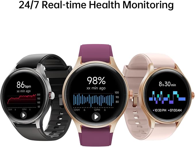 Woneligo Smart Watch for Women,1.57inch AMOLED Touchscreen Fitness Watch for iPhone & Android,Heart Rate/Sp02/Sleep Monitor,110+ Sport Modes IP68 Waterproof Bluetooth Calls (Purple, 1.57)