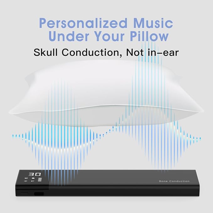 Under Pillow Bone Conduction Sleep Speaker - Bluetooth White Noise Machine with Display, 36 Sleep Sounds, Timer & TF Card, Ideal for Side Sleepers & Those with Sleep Difficulties